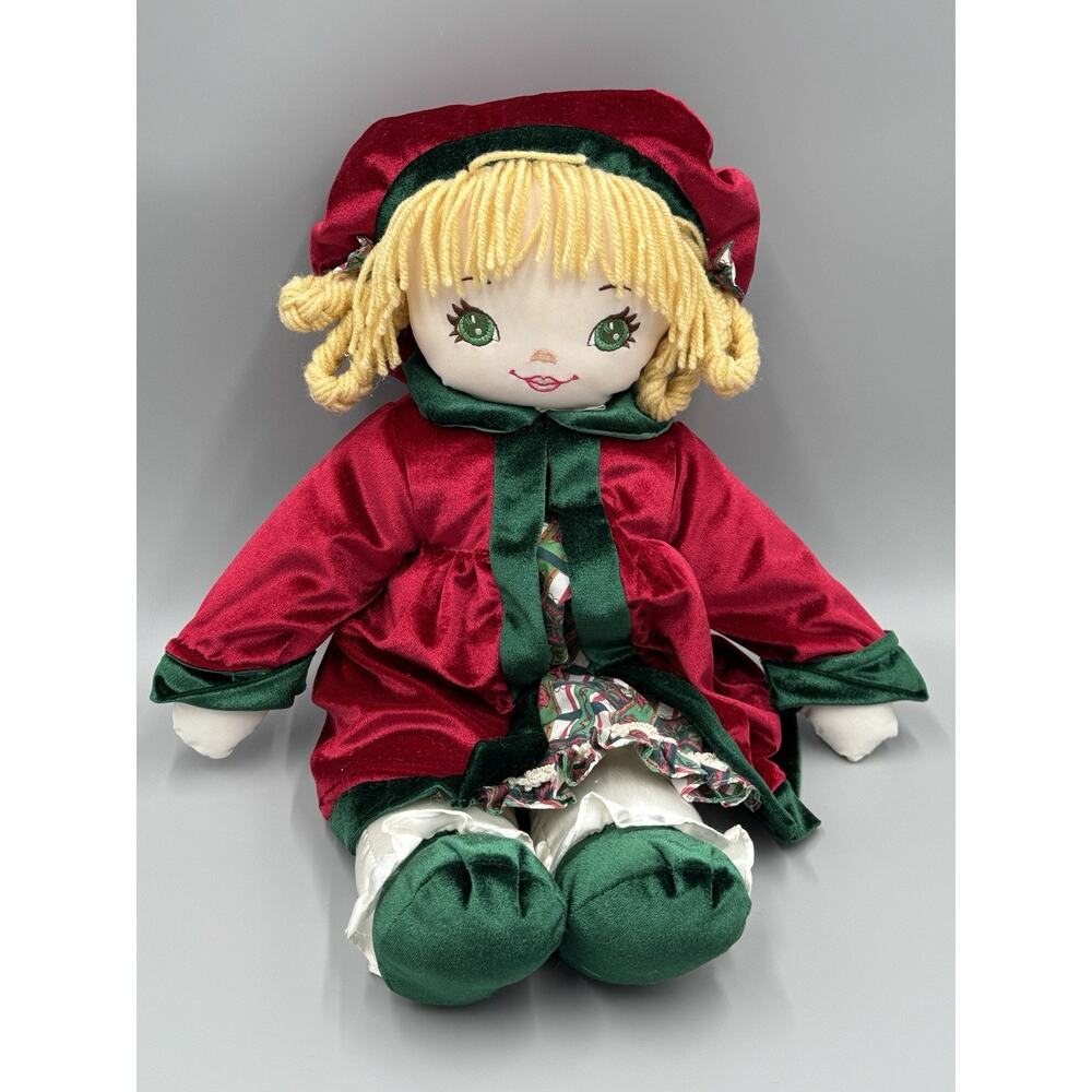 Vintage Sweetie Mine Doll In Red Velvet Style Hat & Cape Christmas 20” Ragdoll
